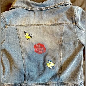Cute Denim Jacket with Rose